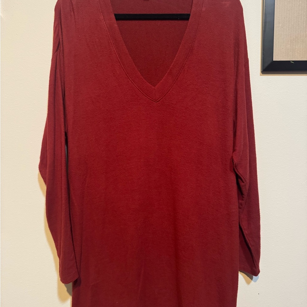 V-Neck Sweater Dress with Pockets